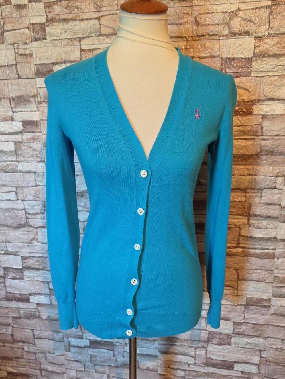 Ralph Lauren Blue V-Neck Button Cardigan Sweater